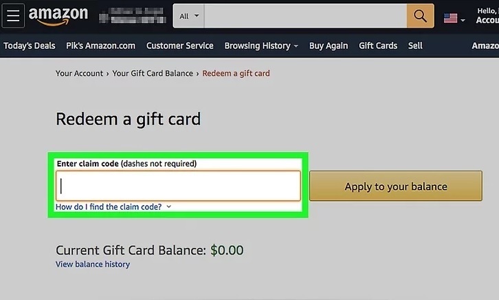 آموزش ریدیم کردن گیفت کارت آمازون